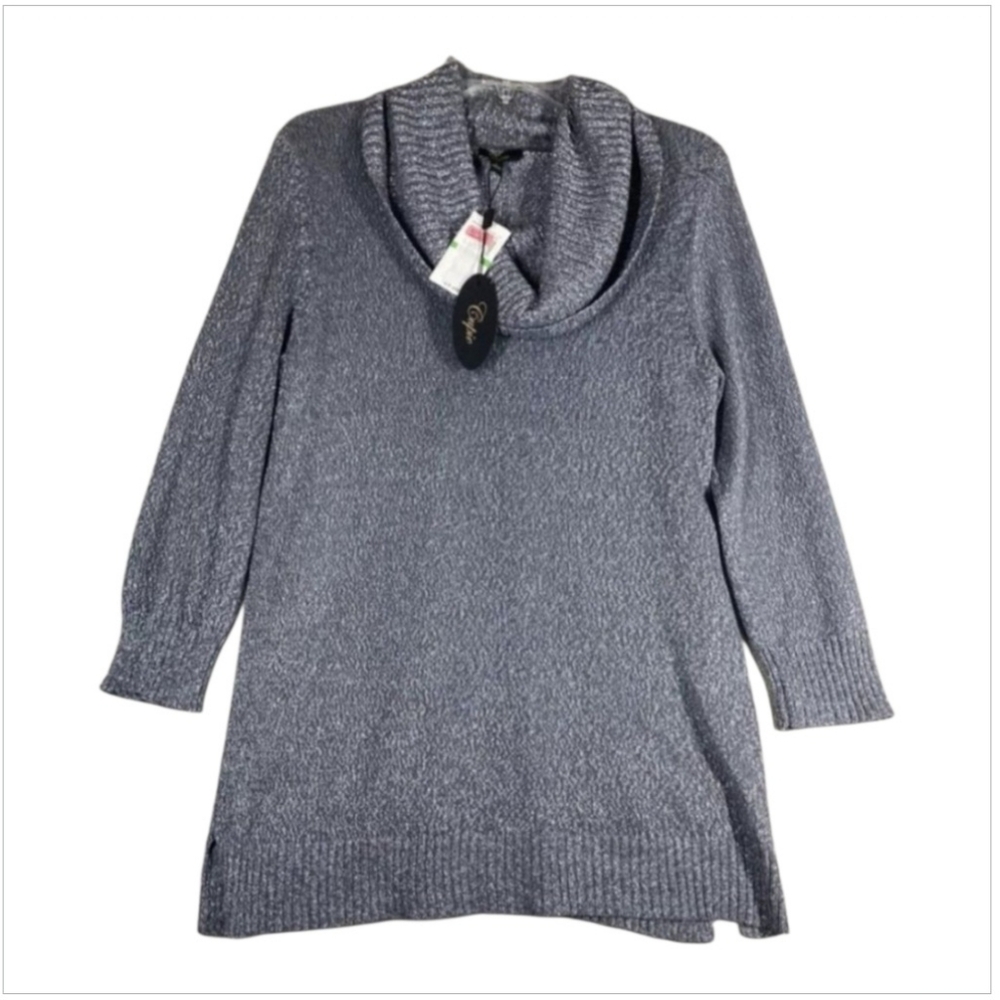 ✨️ Cupio ✨️ Sparkly Silver Cowlneck Sweater (L)